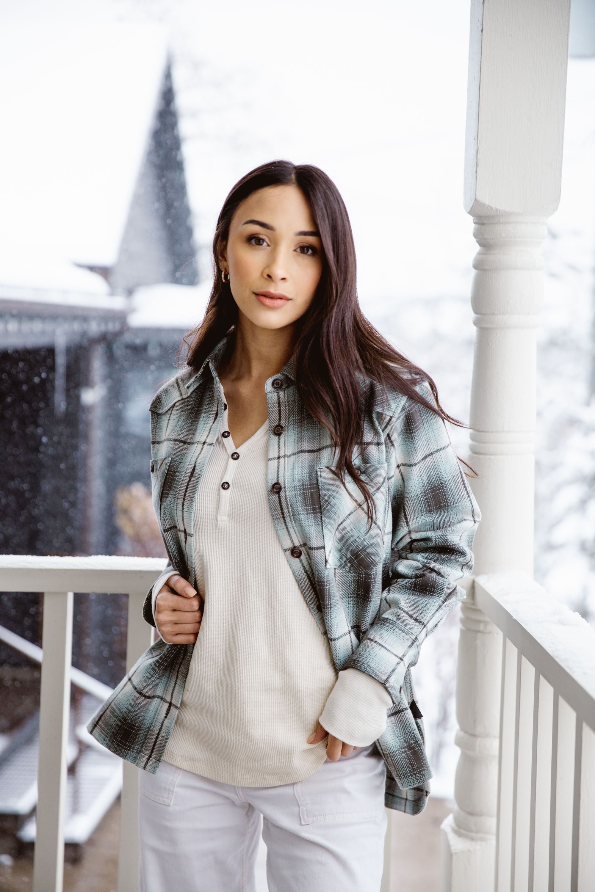 Alpine Design Women's Journey Oversized Flannel, Small, Dark Blue Overcast Plaid